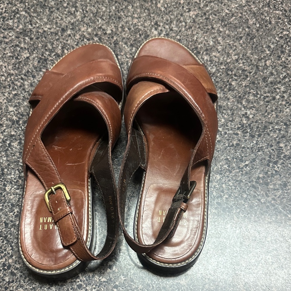 Stuart Weitzman Brown Leather Sandals - NWOT